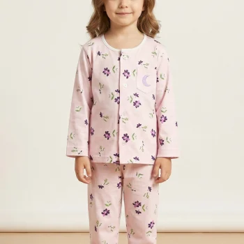 Kids Night Suit - Pink- Floral Land PJ set