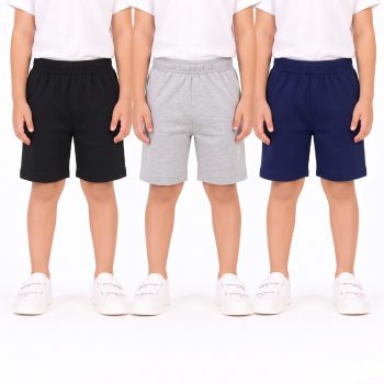 Kids Shorts - Pack of 3 Shorts - Black, Navy Blue, Haider Grey