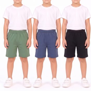 Kids Shorts - Pack of 3 Shorts - Black, Navy Blue, Olive Green
